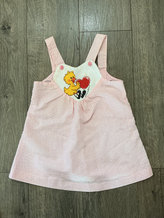 vintage Susie‘s zoo girls dress size 2T pink and white stripes heart￼￼￼