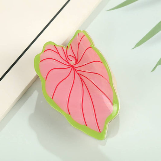 Tropical Leaf Hair Claw Clip: Pink