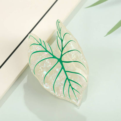 Tropical Leaf-Shape Botanical Acetate Hair Claw Clip: Pink