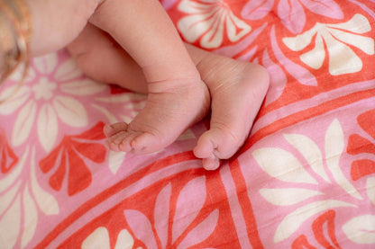 Pink Kuiki Naupaka Bamboo Muslin Kapa Moe (Swaddle Blanket)
