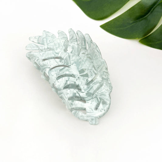 Palm Leaf Hair Claw Clip: White