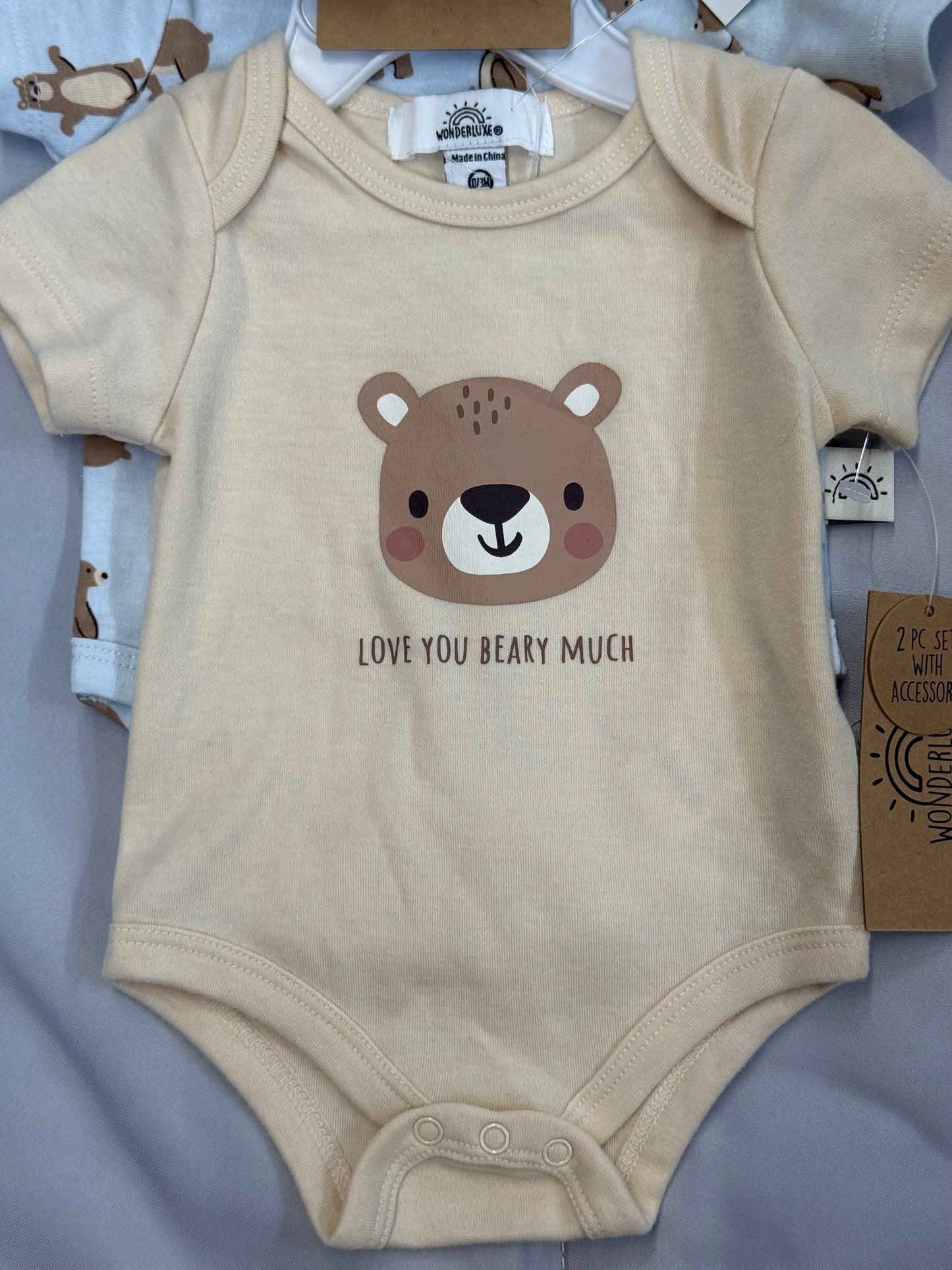 New 3pc Bear Bodysuit, 0-3m