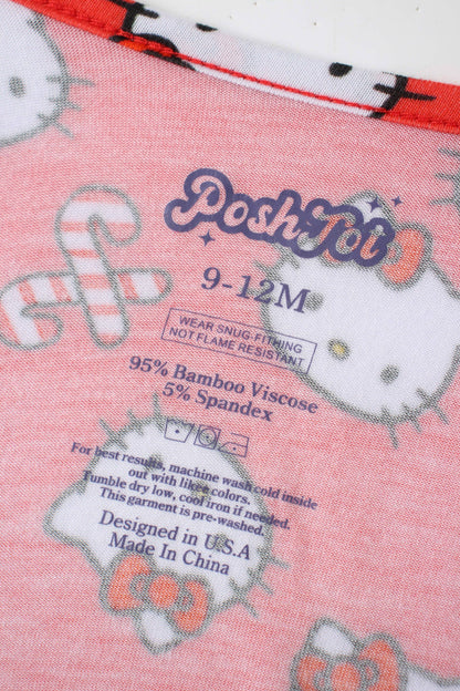 PoshTOT Sanrio Hello Kitty Red Bamboo Baby Convertible Zippy Romper: 3-6M