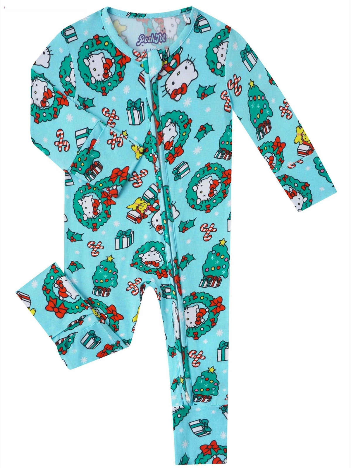 PoshTOT Sanrio Hello Kitty Wreath Bamboo Baby Convertible Zippy Romper: 6-12M