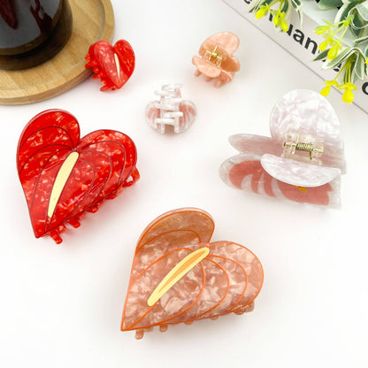 Anthurium Leaf Hair Claw Clip, Acetate Hair Clip: Pink-mini clip