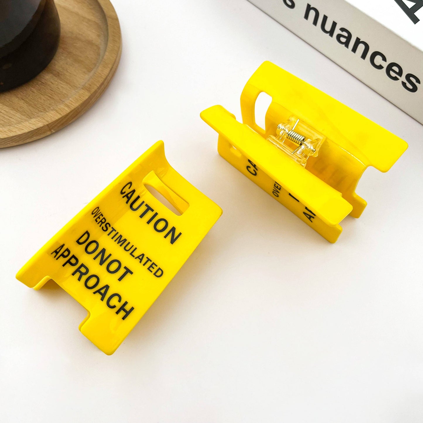 Caution Sign Hair Claw Clip: Yellow