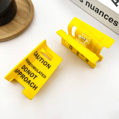 Caution Sign Hair Claw Clip: Yellow