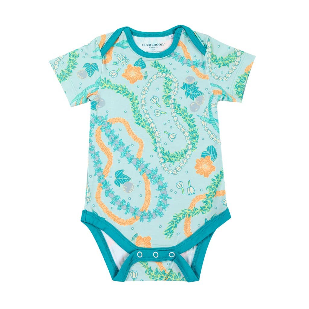 Lei Stand Bamboo Onesie: 0-6M