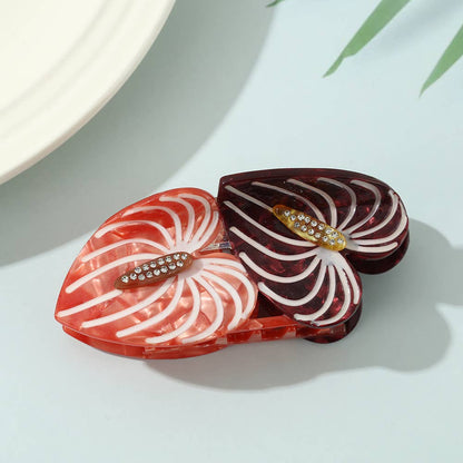 Vibrant Tropical Leaf-Shaped Botanical Hair Claw Clips: RoseGreen