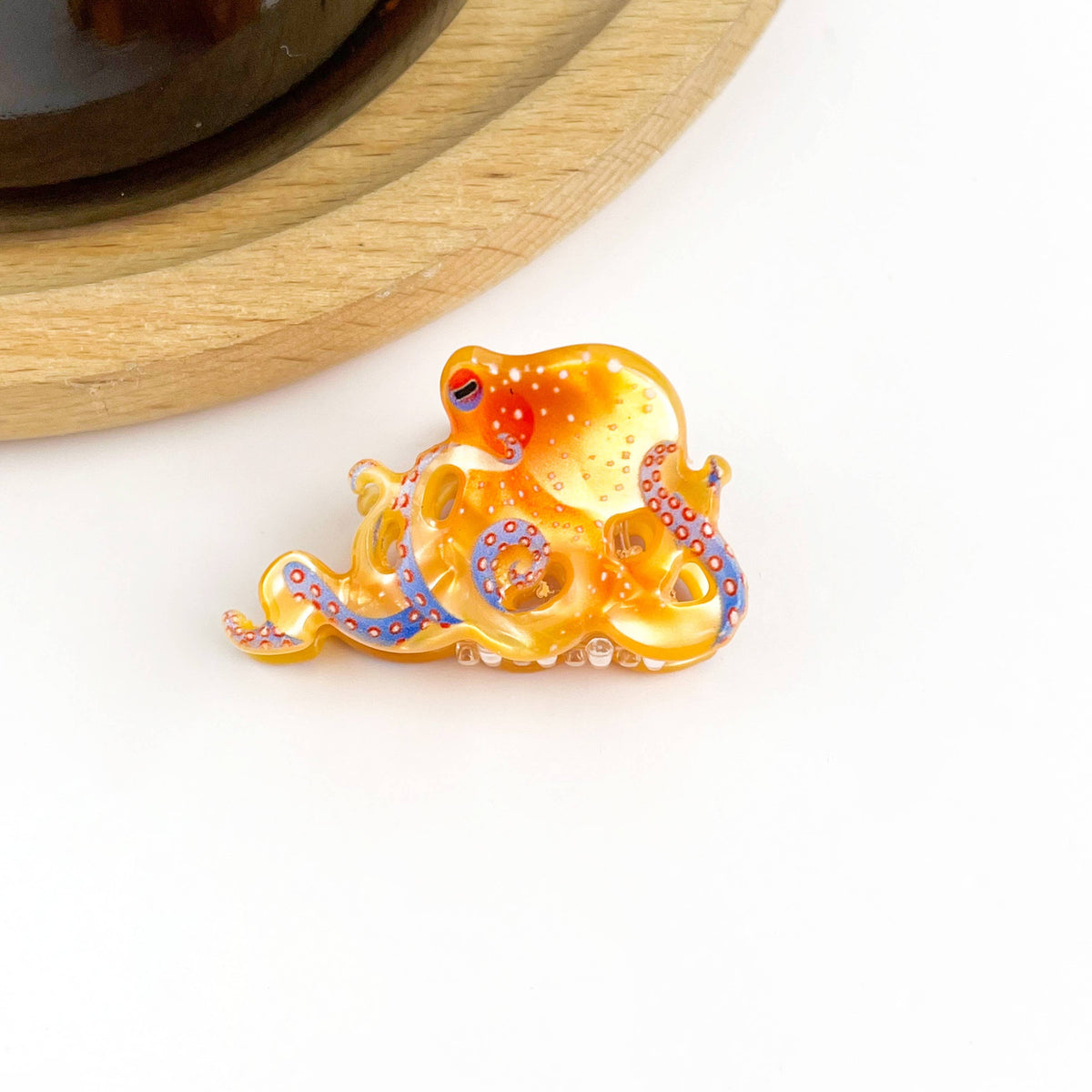 Blue Ring Octopus Hair Claw Clip, Ocean-Inspired Hair Clip: White / 1.2in