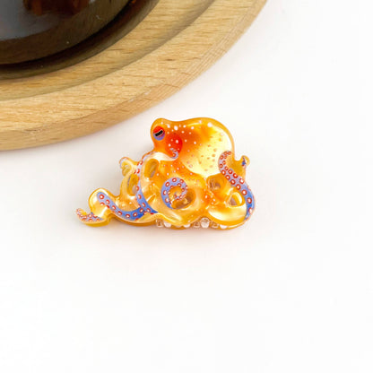 Blue Ring Octopus Hair Claw Clip, Ocean-Inspired Hair Clip: White / 1.2in