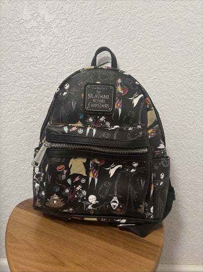 Loungefly Nightmare Before Christmas Tim Burton Mini Backpack Blackallover print
