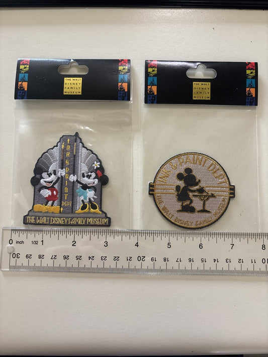 NEW 2 WALT DISNEY FAMILY MUSEUM 2013 PATCH INK & PAINT DEPT MICKEY MINNIE