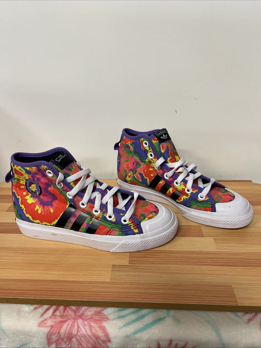 Adidas NIZZA Hi RF Lisa Simpson LIMITED EDITION 6.5Y Tie Dye Shoes High Tops Kid