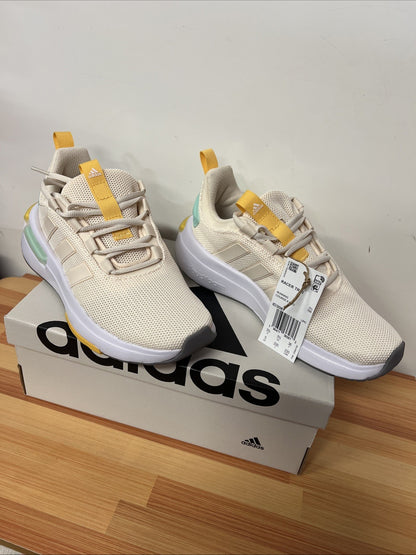 Adidas Racer TR23 Womens Mesh Athletic Shoes Sneakers, Cream Yellow Mint Size 5
