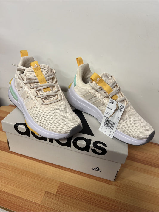 Adidas Racer TR23 Womens Mesh Athletic Shoes Sneakers, Cream Yellow Mint Size 5