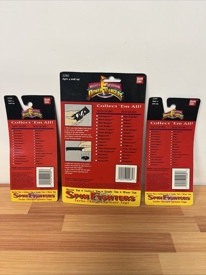 1993 Bandai Mighty Morphin Power Rangers Spin Fighters Launcher + fighter packs