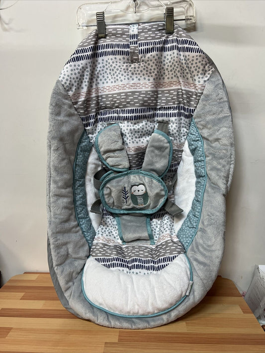 Ingenuity Swing N Go Portable  Baby Replacement Fabric Seat Cover Blue Gray Owl