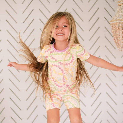 Lei Day in Sand Short Bamboo Pajamas: 4T