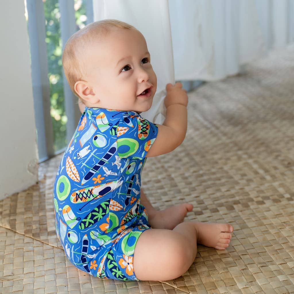 Beach Day Shortie Bamboo Romper: 12-18M
