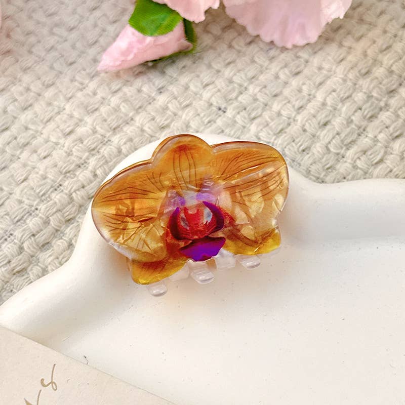 Bauhinia - Inspired Acetate Flower Hair Clips for Summer: Colorful-Purple