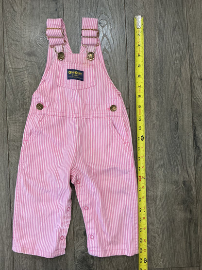 Vintage Oshkosh B'Gosh Vestbak Pink Stripe Bibs Overalls 12 Months rare