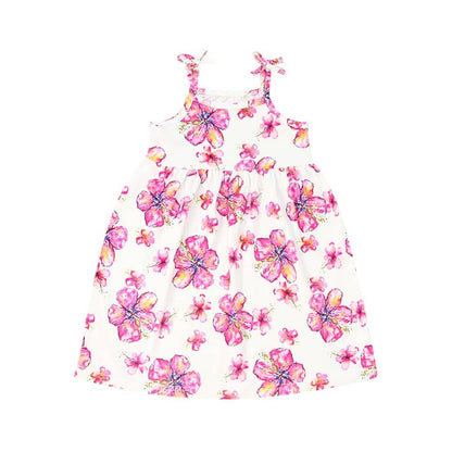 Hibiscus Kiss Kids Bamboo Spaghetti Strap Dress: 5/6