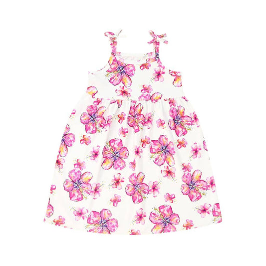 Hibiscus Kiss Kids Bamboo Spaghetti Strap Dress: 5/6