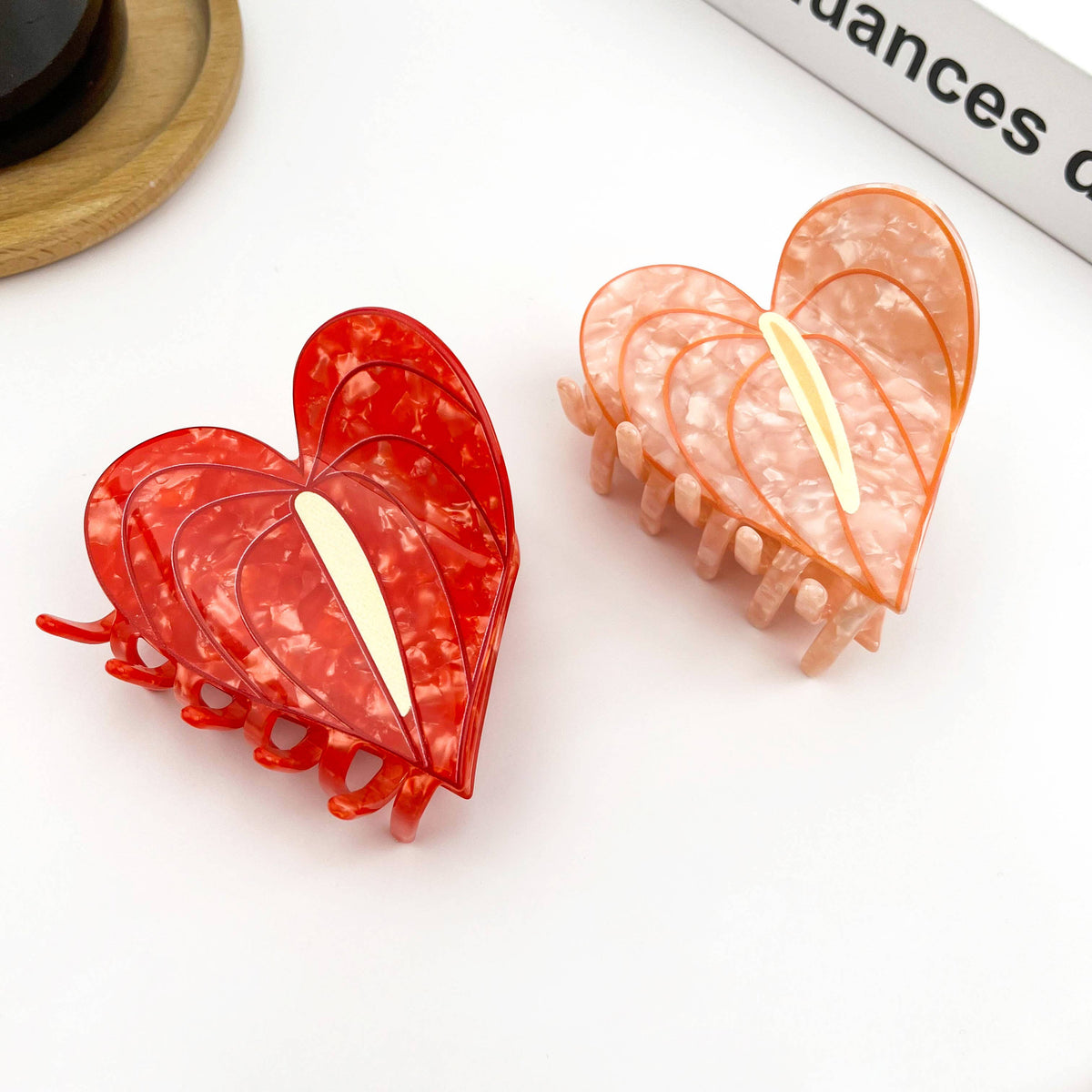 Anthurium Leaf Hair Claw Clip, Acetate Hair Clip: Pink-mini clip