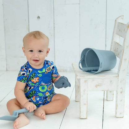 Beach Day Shortie Bamboo Romper: 0-6M