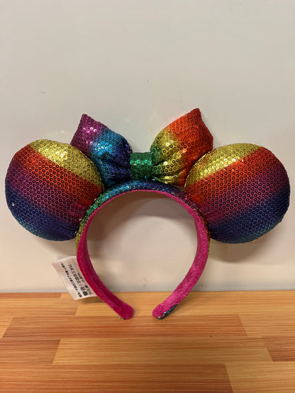 Disney Parks Sequin Rainbow Minnie Mouse Ears Headband