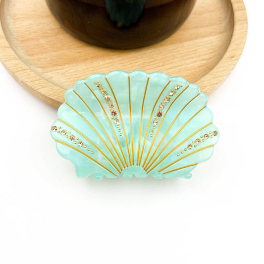 Crystal Shell Mini Claw Clip, Green
