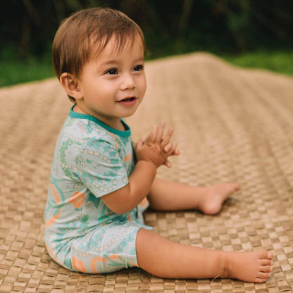 Lei Stand Shortie Bamboo Romper: 6-12M