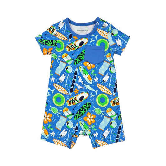 Beach Day Shortie Bamboo Romper: 0-6M