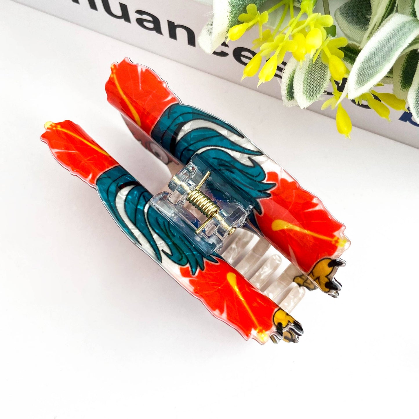 Funny Rooster Claw Clip, Acetate Festive Animal Hair Clip: Rooster