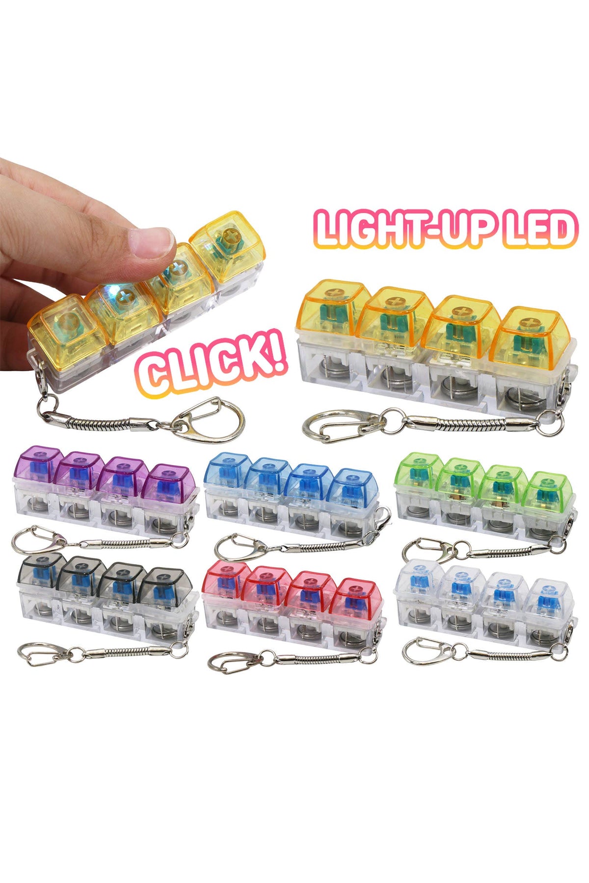 LED Light-Up Clear Clicky Keycap Keychain