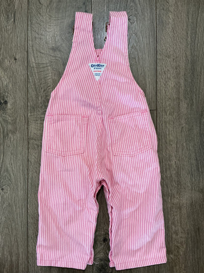 Vintage Oshkosh B'Gosh Vestbak Pink Stripe Bibs Overalls 12 Months rare
