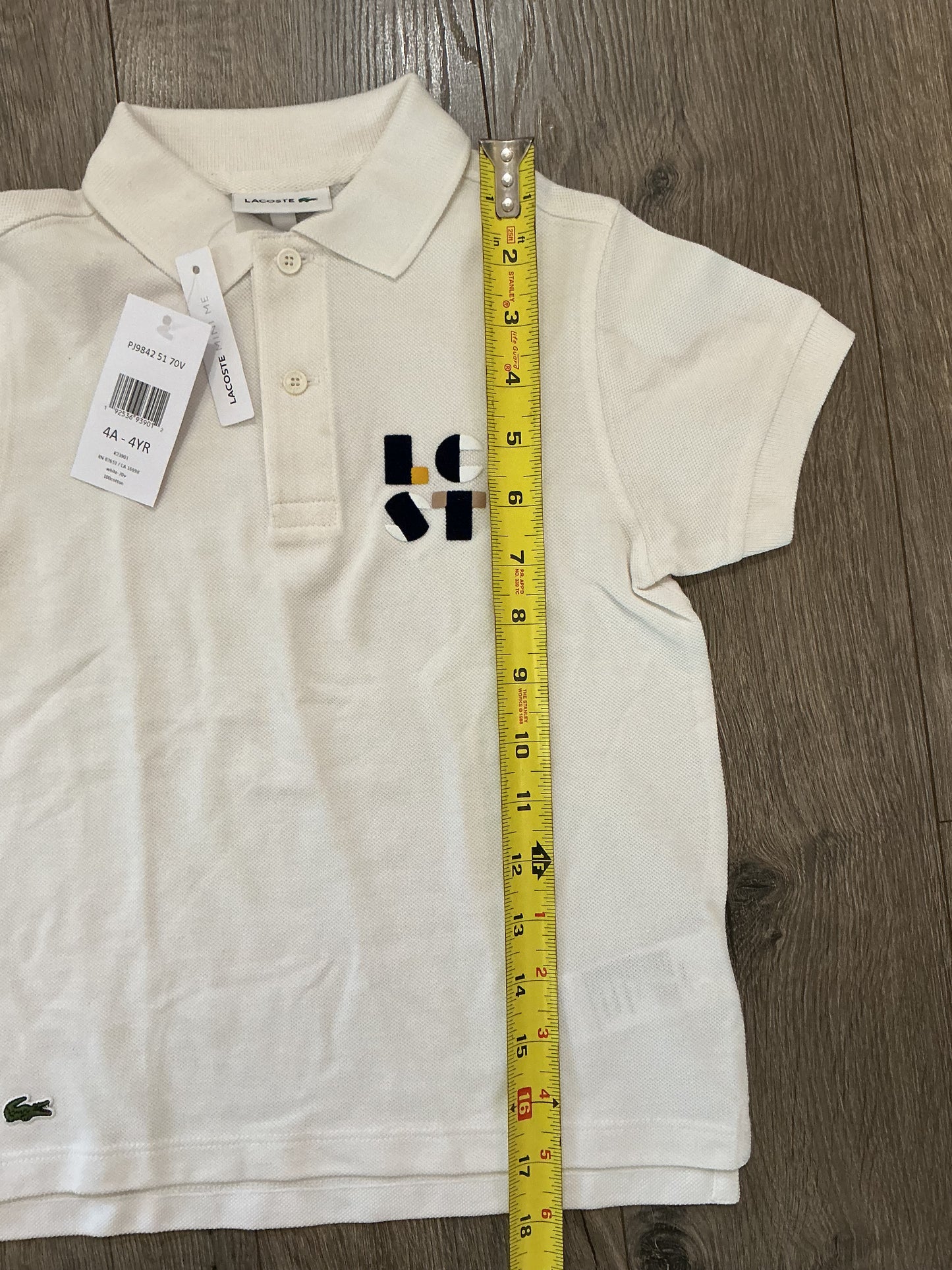 Boy’s Lacoste Regular Fit Polo Short White Size 4 years old