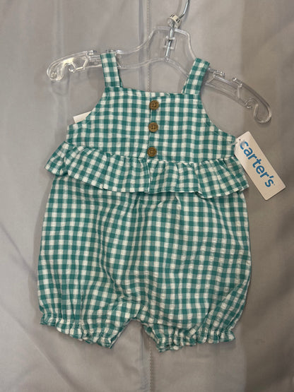 New Teal Gingham Outfit, 3m