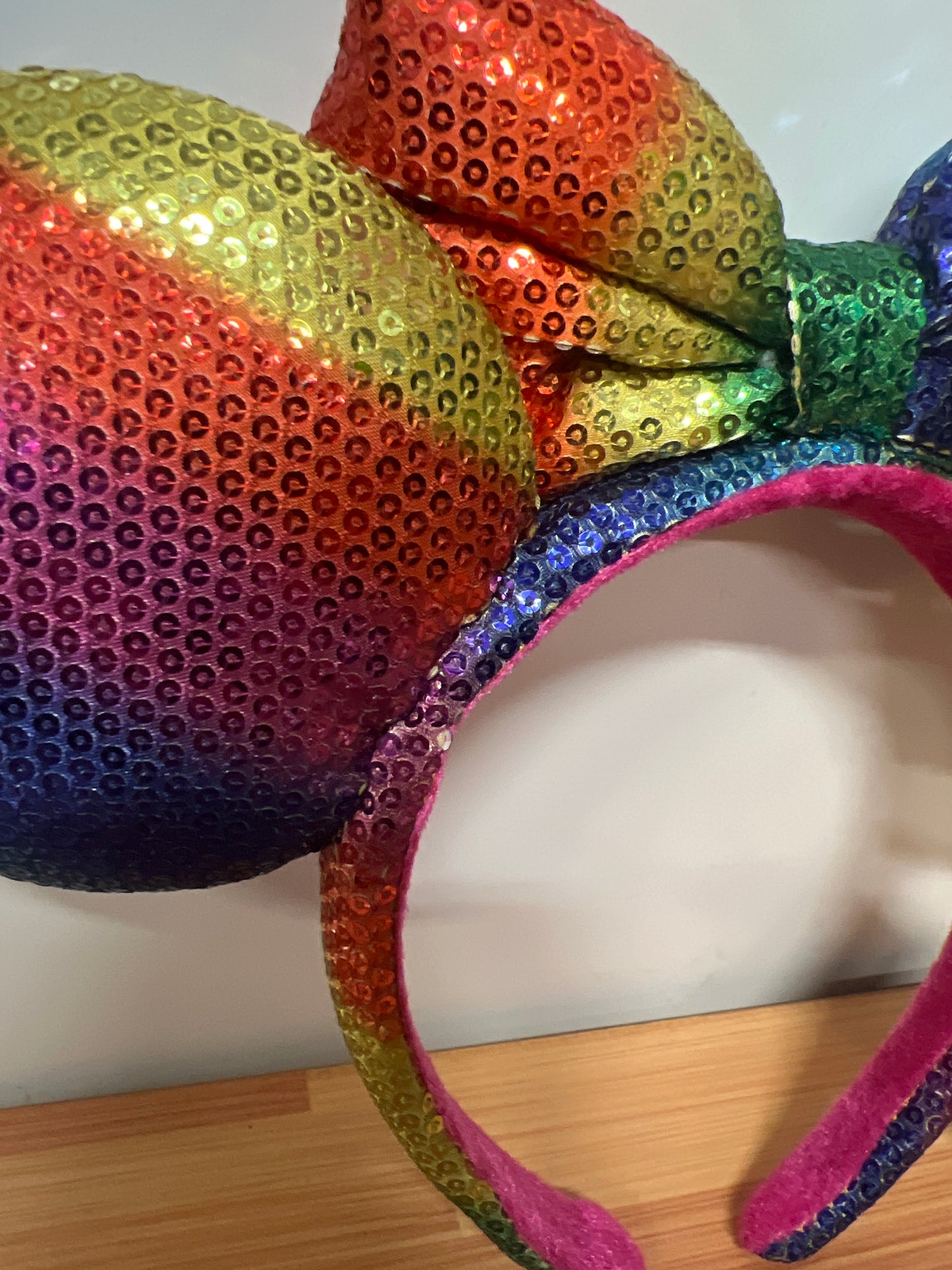 Disney Parks Sequin Rainbow Minnie Mouse Ears Headband
