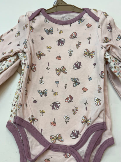 New 3pk Long Sleeve Bodysuit, 6-9m