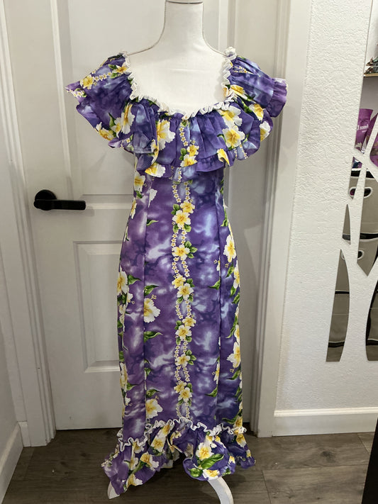 Vintage Ky’s Made In Hawaii Floral Ruffle Off The Shoulder Midi Dress XS