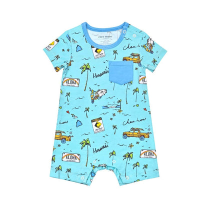 We Go Holoholo Shortie Bamboo Romper: 6-12M