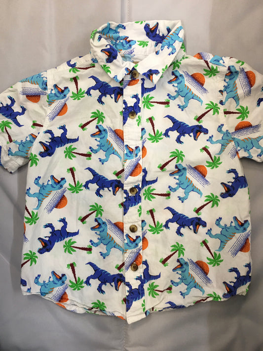 Dinosaur White Collared Shirt, 4