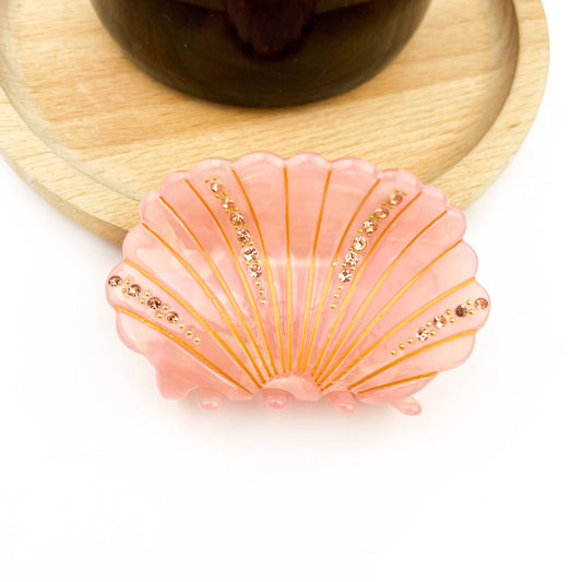 Crystal Shell Mini Claw Clip, Pink