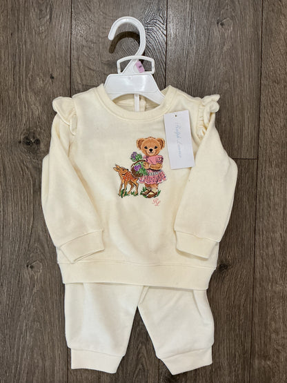 POLO RALPH LAUREN Baby Girl Fleece Polo Bear Sweatshirt & Pant Set, 6M NWT