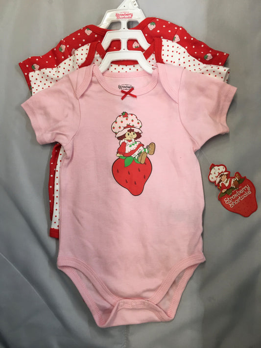Strawberry Shortcake 3 Piece Onesie Set, 24m