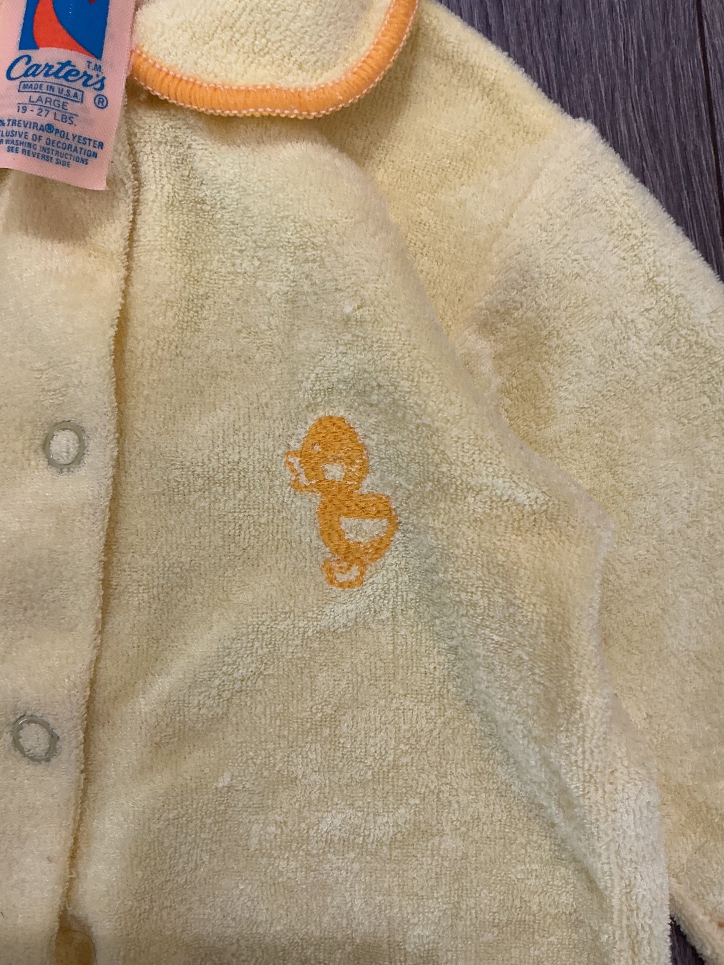 Vintage Carter’s Baby Clothes Large Duckie Outfit Terry Cloth Sleeper
