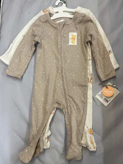 New 2pc Pooh Coverall Set, 0-3m