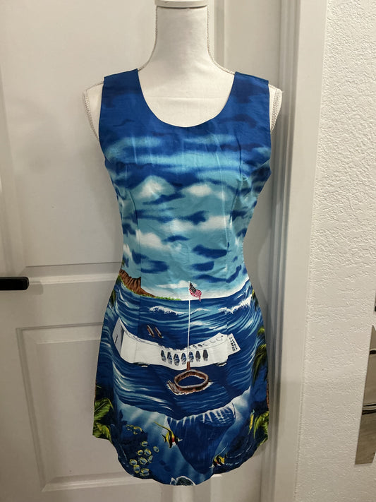 NWOT KY’s Hawaii Vintage Hawaiian Arizona Memorial Short Dress S, M, L
